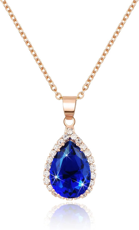 Linawe Crystal Chain Necklace for Women Trendy, Statement Diamond Pendant, Cubic Zirconia Summer Beach Boho Jewelry Set, 14K Gold/Rose Gold/Silver...