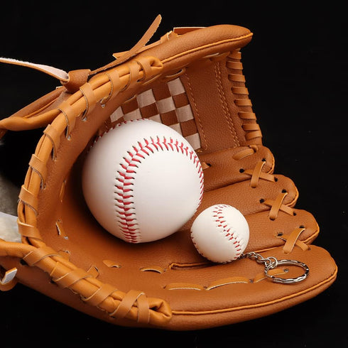 Baseball Keychain Bag Pendant Decorations Genuine Leather Mini Baseball Keyring Sports Keychain for Team, Sports Souvenir Favors and Gifts for Fri...