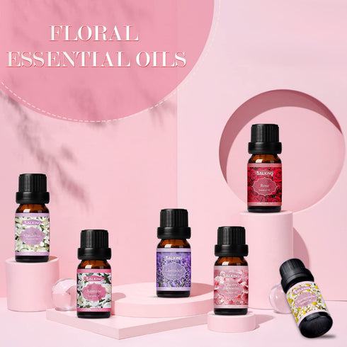SALKING Floral Essential Oils Set, Premium Pure and Natural Essential?Oils, Fragrance Oil Scented Oils for Oil Diffusers 6 x 10 ML - Lavender, Ros...