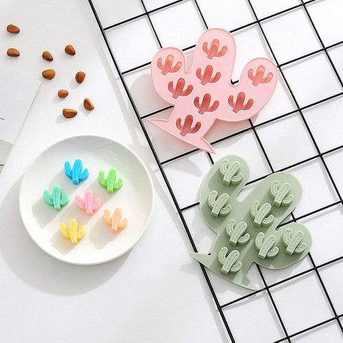2Pcs Mini Cactus Ice Cube Tray Set Small Cacti Silicone Molds for Making Small Soap Chocolate Candy Gummy Baking Cake Jello Jelly Wax Crayon Melt...