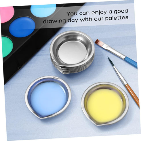 Cabilock Paint Palettes Watercolor Painting Tray: 12 Pcs Stainless Steel Paint Pallet, Paint Holder for , Mini Mixing Palette, Painting Palette fo...