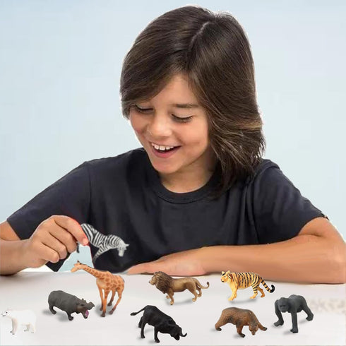 RUSON 12 Pcs Safari Animals Figures Toys, Realistic Mini Jungle Zoo Animal Figurines Cake Topper Toy Set Christmas Birthday Easter Egg Gift Party ...