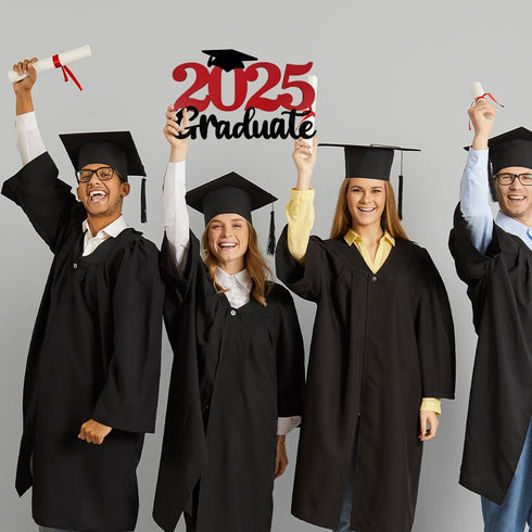 2025 Graduation Party Decorations Wooden Sign Red Class of 2025 Photo Booth Props 2025 Graduation Picture Props for 2025 Graduation Party Supplies...