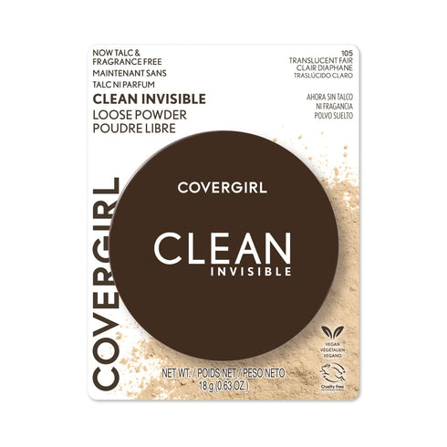 COVERGIRL Clean Invisible Loose Powder - Loose Powder, Setting Powder, Vegan Formula - Translucent Fair, 20g (0.63 oz)...
