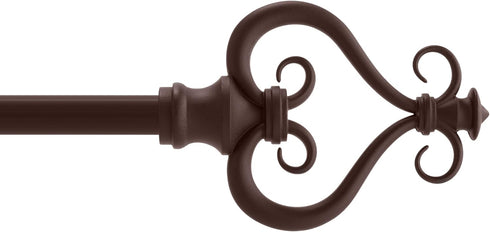 Kenney KN65407 Serena Large Plastic Heart Scroll End Standard Decorative Window Curtain Rod, 48-84" Adjustable Length, Chocolate Finish, 5/8" Diam...