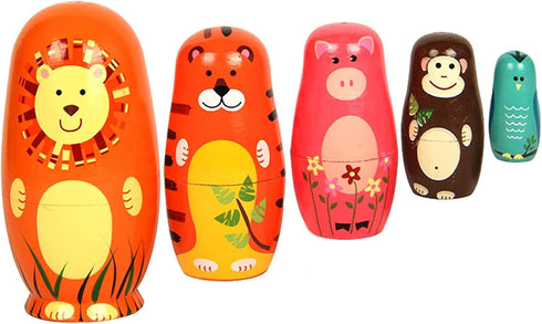 Maxshop Nesting Dolls for Kids - Russian Wooden Stacking Nested Set 5 Pieces Handmade Toys for Children Christmas Birthday Rome Decoration Hallowe...