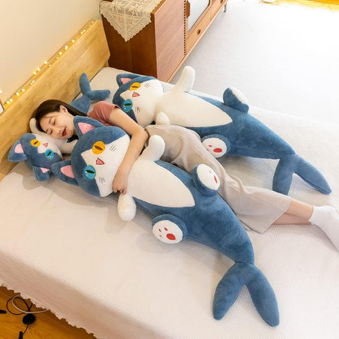 FANGYU Cute Plush Shark cat Toy, Cartoon Soft Stuffed Pillow Long Throw Sleeping Pillow,Shark Gifts for Kids (50cm/19.6in)...