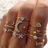 FUTIMELY Boho Retro Stackable Rings Sets for Women,Knuckle Joint Finger Nail Ring Sets Vintage Crystal Moon Flower Arrow Midi Rings Pack...
