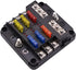 SOYOND 12 Volt Fuse Block, Boat Marine Fuse Block Panel with LED Warning Indicator Damp-Proof Cover 6 Circuits Fuse Box with Negative Bus Fuse Pan...
