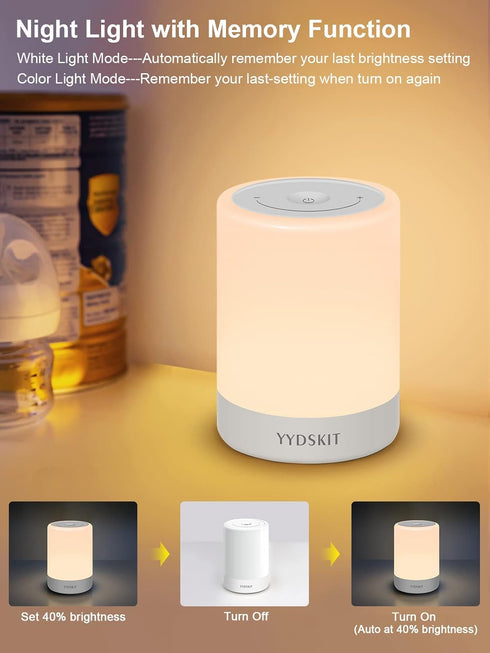 Baby Night Light, Nursery Night Lamp for Breastfeeding, Portable Nightlight for Kids Toddlers Bedroom, Warm & Soft Bedside Lamp, Touch Control, Re...