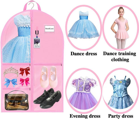 Dance Garment Bags with Accessory Pockets 40" Girls Dance Costume Garment Bag Girls Hanging Clothes Storage Cover For Dancers Travel Storage...