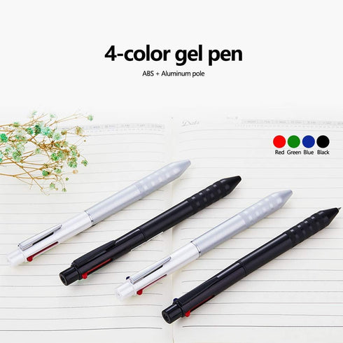 DUNBONG Multi Color Pen white 4 In 1 Multi function Pen with Black, Blue, Red, Green, Metal Gel Ballpoint Pen, 1-Count (White)...