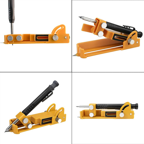 Multi-function Scribing Tool,Aluminum Alloy Scribe Tool with Deep Hole Pencil Construction Pencil DIY Woodworking Marking Contour Gauge Scriber Pr...