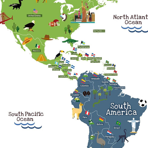 HomeEvolution Kids Educational Removable World Map Peel and Stick Large Wall Decals Stickers for Children Nursery Bedroom Living Room…...