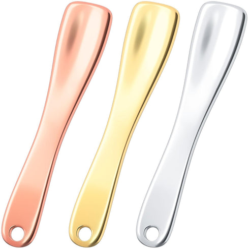 3 Pcs Facial Spatula Sticks Mini Metal Makeup Spatulas Tiny Skincare Cosmetic Spoons Reusable Face Eye Cream Lotion Applicator Tools Facial Massag...