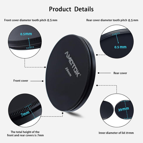 39mm Metal Lens Filter Caps,Compatible All 39mm Camera Lens FiltersFilter Accessory(UV,CPL,ND,Threaded Lens),Ultra Precision CNC Machine Tools Pro...