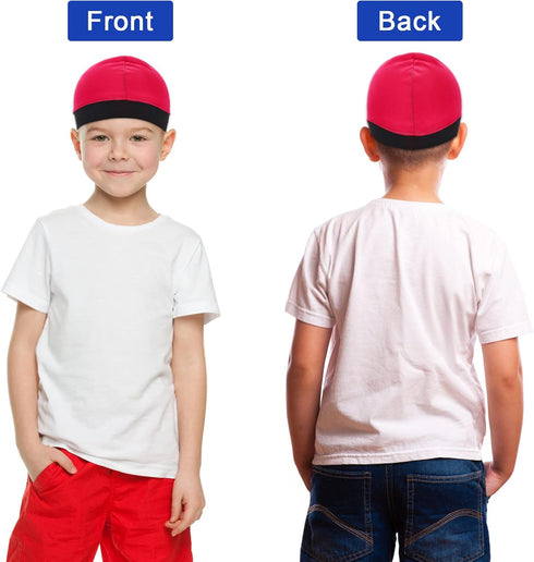 4 Pieces Wave Cap Kid, Children's Satin Wave Cap for Boys and Girls Boo Boo Cap for Men Football Cap Sports Wicking Cap Running Hat Elastic Caps M...