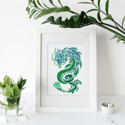Dragon Stencil 11.7×8.3inch Large Water Dragon Stencils for Painting with Paint brush Reusable Chinese Dragon Drawing Template for DIY Craft Furni...