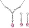 SHOP LC Bridesmaid Pink Jewelry Set for Women Earrings Necklace Cubic Zirconia CZ Platinum Plated Wedding Gifts for Women 18" Birthday Gifts...