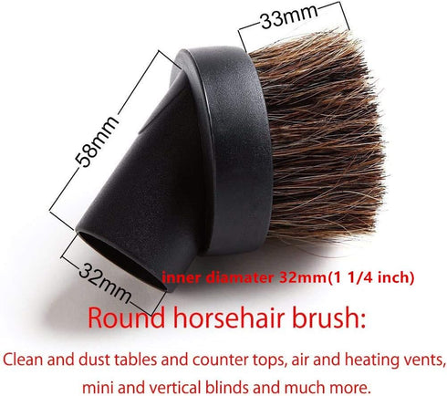 EZ SPARES 5PCS Universal Replacement 32mm&35mm Vacuum Cleaner Accessories Horsehair Brush Kit for 1 1/4 inch 1 3/8 inch Crevices Tool Kit...