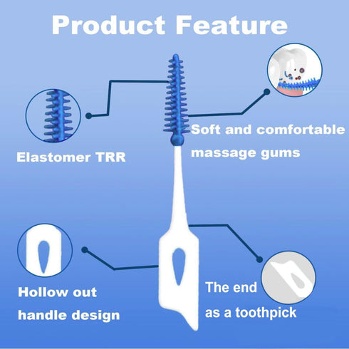 440Pcs Dual-Use Interdental Brushes Soft Silicone Dental Picks Toothpicks Between Teeth Gum, Flossing Toothpick Brush for Cleaning Orthodontic Wir...