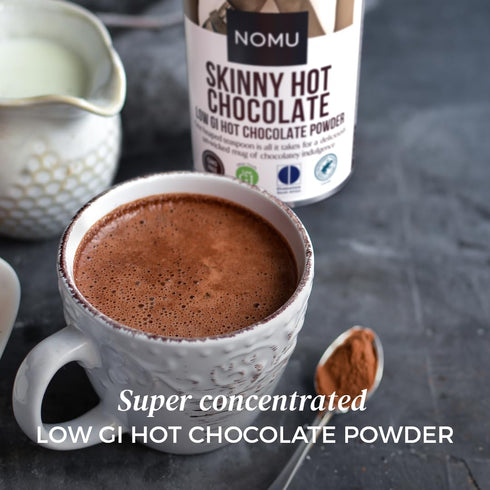 NOMU Skinny 60% Cocoa Hot Chocolate, 33 Servings, No Sugar Added, 20 Calories, Rich Chocolate Flavor, Keto-Friendly, High Protein...