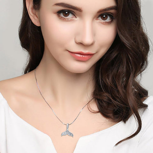 Ladytree S925 Sterling Silver Jewelry Dolphin Mermaid Tail Pendant Necklace, Box Chain,18 inches...