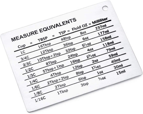 Magnetic Kitchen Baking Conversion Chart,Stainless Steel Conversion Refrigerator Magnet Chart for Cups Tablespoons Teaspoons Fluid Oz Milliliters,...