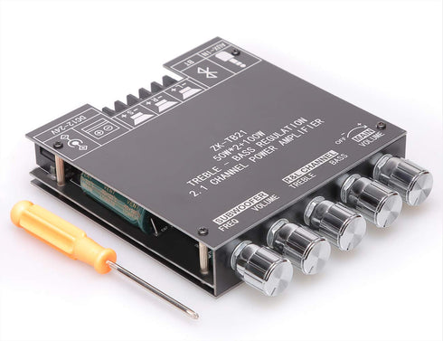 50W+50W+100W 2.1 Channel Subwoofer Amplifier Board with Treble and Bass Control, Dual TPA3116 Chip, DC 12-24V, Bluetooth and AUX Inputs, DIY Wirel...
