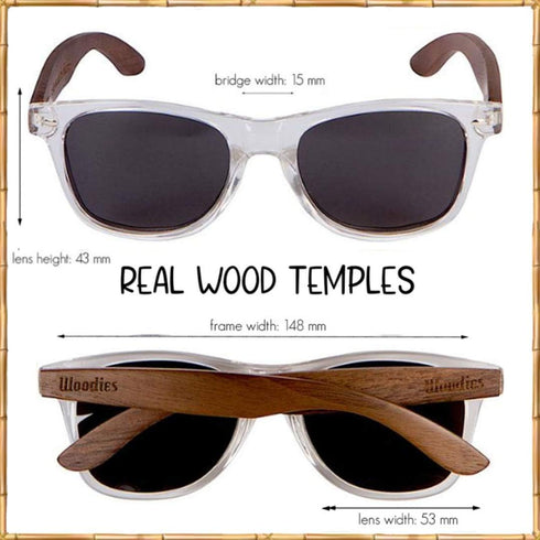 Woodies Polarized Walnut Wood Clear Frame Sunglasses for Men and Women | 100% UVA/UVB Ray Protection...