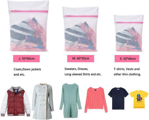 Honbay Set of 3 Mesh Laundry Bags for Lingerie Socks Pantyhose Baby Clothes and Stuffed Toys Used in Both Washing Machine and Dryer Coarse Mesh Zi...