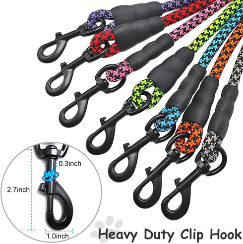 6FT Heavy Duty Dog Leash, Comfortable Soft handle, 1/2" Diameter Nylon Rope Leash for Medium and Large Dogs Walking Training, Pink...