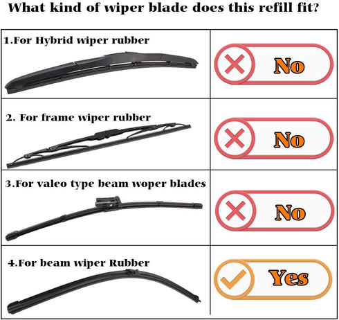 Car Frameless Windshield Wiper Blade Refills Rubber strips Pack of 2 (32 Inches)...
