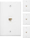 Weewooday 4 Pack Ethernet Wall Plate with Single Port, RJ45 Cat6 Female to Female Jack Inline Coupler Plates Ethernet Cable Faceplates(White,4 Pac...