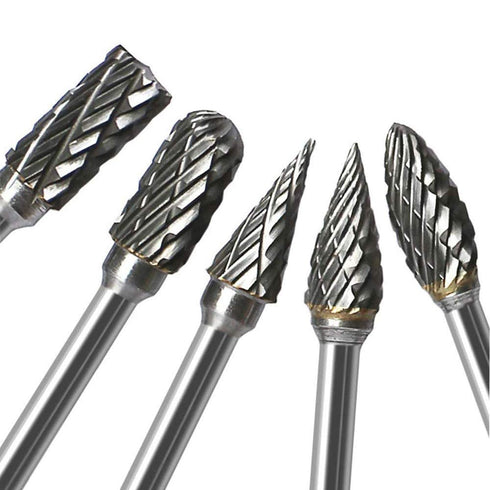 Carving Bits, Tungsten Carbide Burr Set, Double Cut Engraving Bits with 1/8 inch Shank, Rotary Tool Accessories for Woodworking, Drilling Metal, a...
