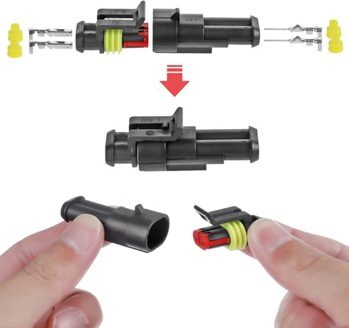 20 Kit 2 Pin Connector, 20-16 AWG Waterproof Electrical Automotive Wire Connector, 1.5mm Series Terminals Male Female Car Harness Plug Sets...