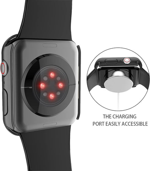 Misxi 2 Pack PC Case with Tempered Glass Screen Protector Compatible with Apple Watch Series 9 (2023) Series 8 Series 7 41mm, Ultra-Thin Scratch R...