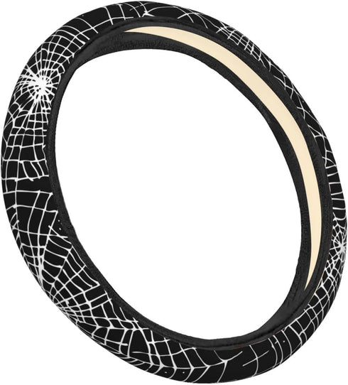 Retro Halloween Web Spider Steering Wheel Cover for Women, Girls 15 inch Universal Auto Car Anti Slip Wrap Steering Wheel Covers Fit for Vehicles,...