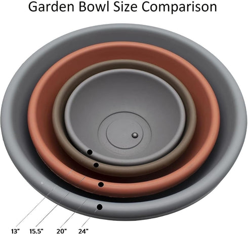 The HC Companies 12 Inch Garden Bowl Planter - Shallow Plant Pot with Drainage Plug for Indoor Outdoor Flowers, Herbs, Slate Blue...