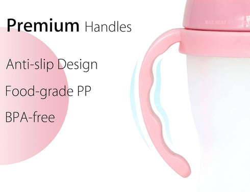 Baby Bottle Handles for Comotomo 5 Ounce & 8 Ounce Silicone Baby Bottles, Compatible Comotomo Bottle Holder for Baby, Pack of 2, Pink...