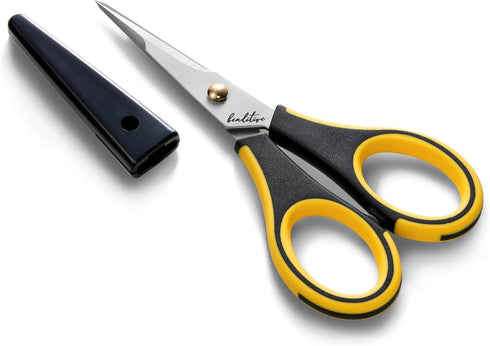 Beaditive Precision Craft Scissors - Stainless Steel Paper Crafting Scissors With Safety Cap - Ultra Sharp Blades & Non-Slip TPR Handles - Adult &...