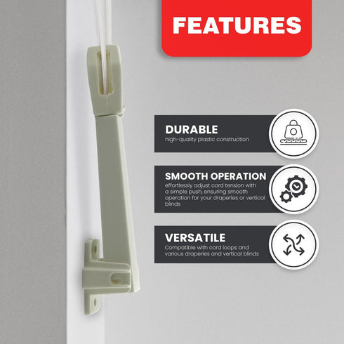 Amazing Drapery Hardware Spring Loaded Cord Tensioner for Cord Loops - Ivory, Wall or Floor Mount - 1 Pack...