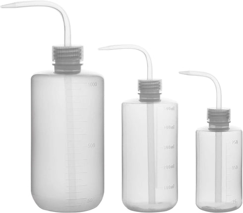 Chemical Wash Bottle, 3-Pack Plastic Safety Lab Squeeze Wash Bottle, LDPE with Narrow Mouth, 250 ml + 500 ml + 1000 ml (8 oz)/3 Bottles...