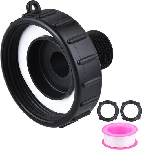 275 330 IBC Tote Tank Food Grade Drain Adapter, 2.44" (62mm) Fine Thread x 3/4"Garden Hose, Water Hose Male Adapter for Garden Hose...