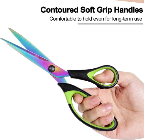 8.5" Scissors All Purpose, Multipurpose Scissors 3 pack Bulk Ultra Sharp Blade Shears, Comfort-Grip Sturdy Scissors for School Office Home Sewing ...