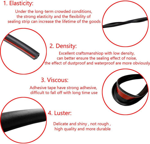 ESUPPORT 32ft 10M U Shape Car Door Moulding Rubber Scratch Protector Strip Edge Guard Trim Seal Black...