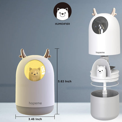 Cute Pet Humidifier with Two Spray Modes, 300ml Water Tank Lasts Up to 10 Hours, 7 Color LED Lights Changing, Waterless Auto Shut-off for Bedroom,...