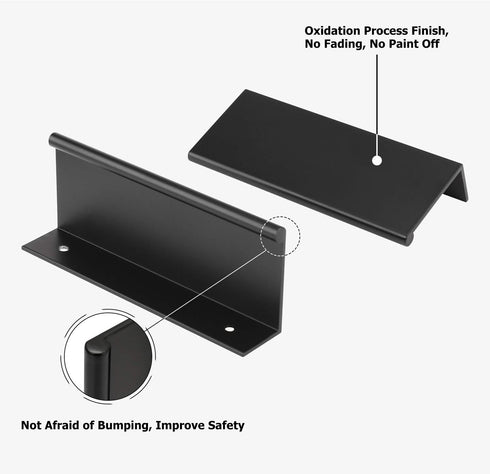 Edge Pull Finger Pull Handle Door Finger Pull -LS7030BK96 Cabinet Finger Pulls Black Cabinet Finger Pull Round Kitchen Finger Pulls 5Pack...