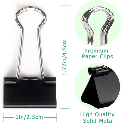 ZZTX Black Binder Clips Paper Clamps Clips Small Size, 1.0 Inches, 36 Pack...