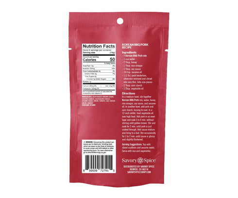 Savory Spice Korean BBQ Pork Spice & Easy Meal Starter Spice Mix | Korean BBQ Rub Seasoning Packet & Marinade Mix (Net: 1.95 oz)...